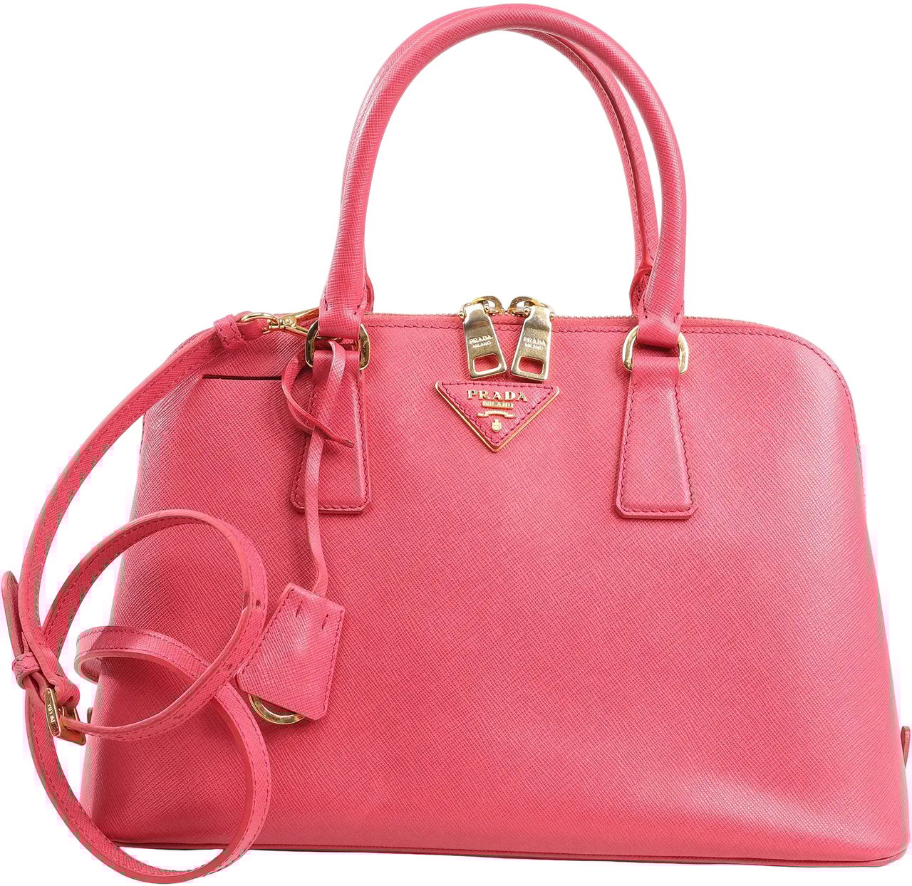 Prada Prada Promenade Saffiano Lux Leather 2Way Handbag in Pink BL0837 Roze