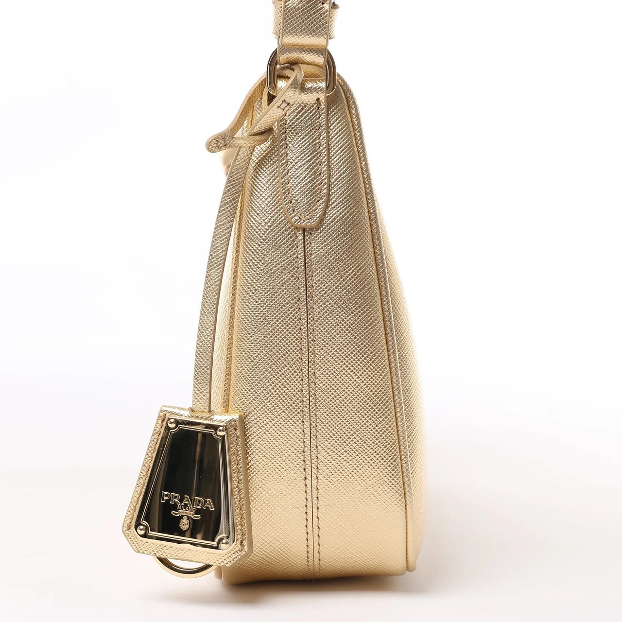 Prada Prada Saffiano Lux Mini Re-Edition Shoulder Bag Platino 1BC204 Goud