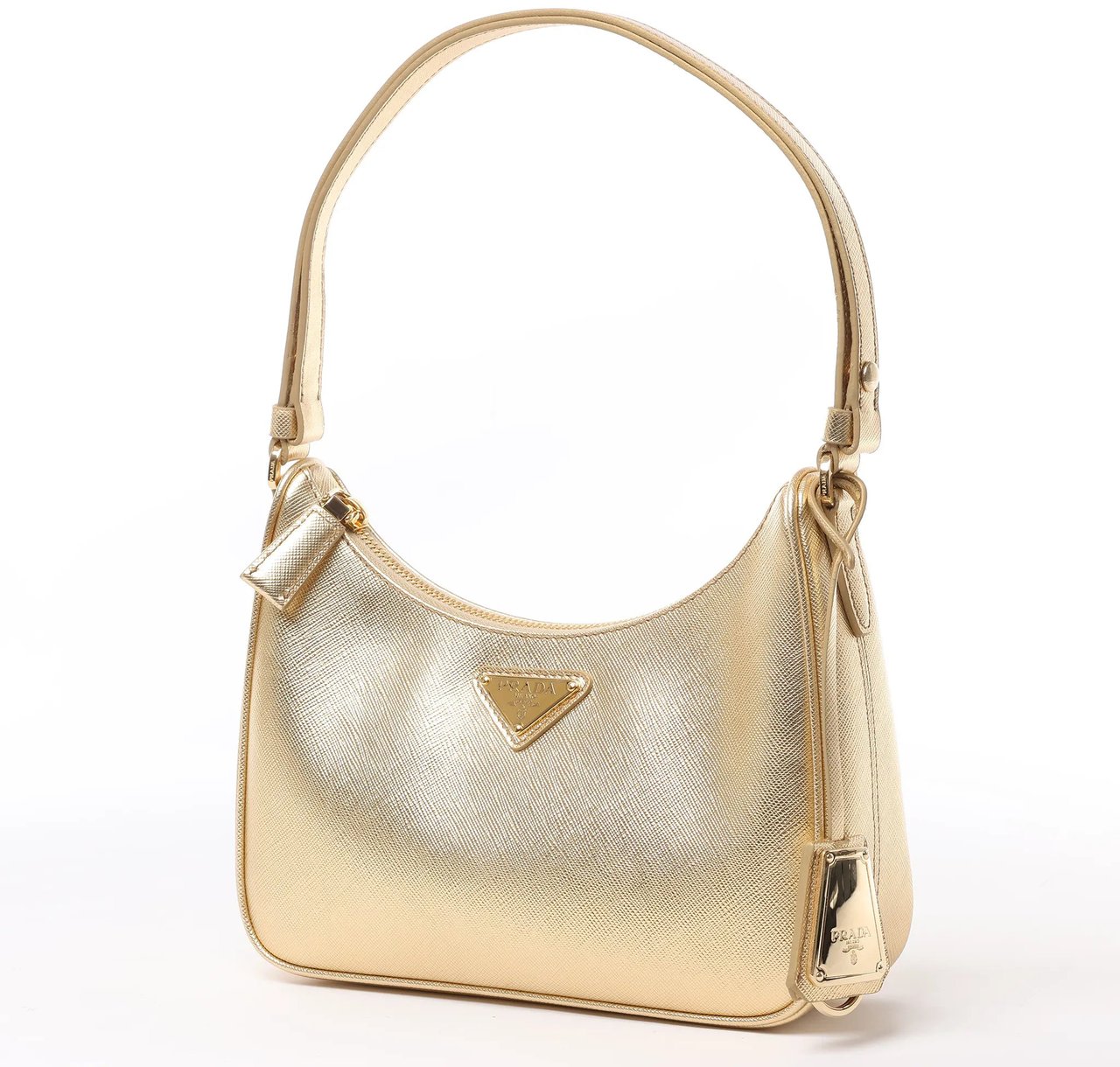 Prada Prada Saffiano Lux Mini Re-Edition Shoulder Bag Platino 1BC204 Goud