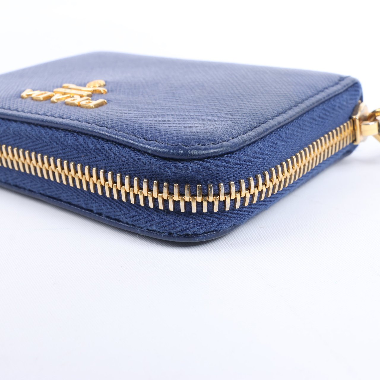 Prada Prada Saffiano Metal 1MM268 Leather Coin Wallet in Blue Blauw