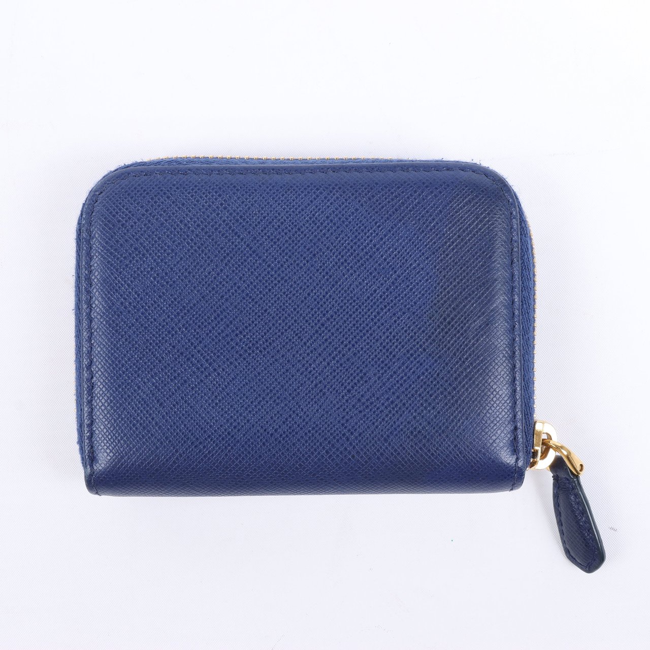 Prada Prada Saffiano Metal 1MM268 Leather Coin Wallet in Blue Blauw