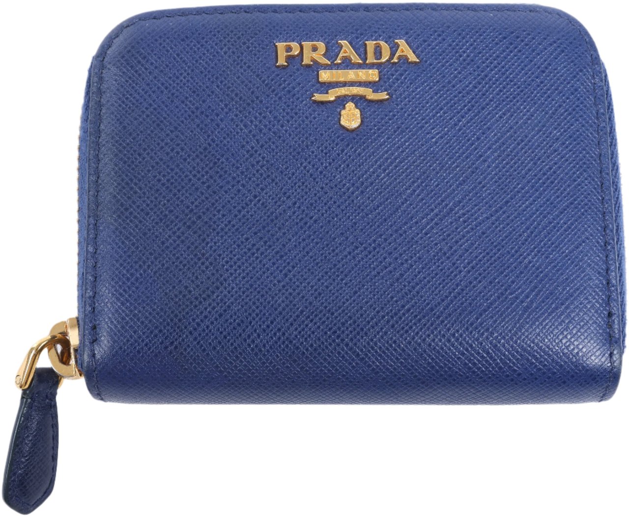 Prada Prada Saffiano Metal 1MM268 Leather Coin Wallet in Blue Blauw