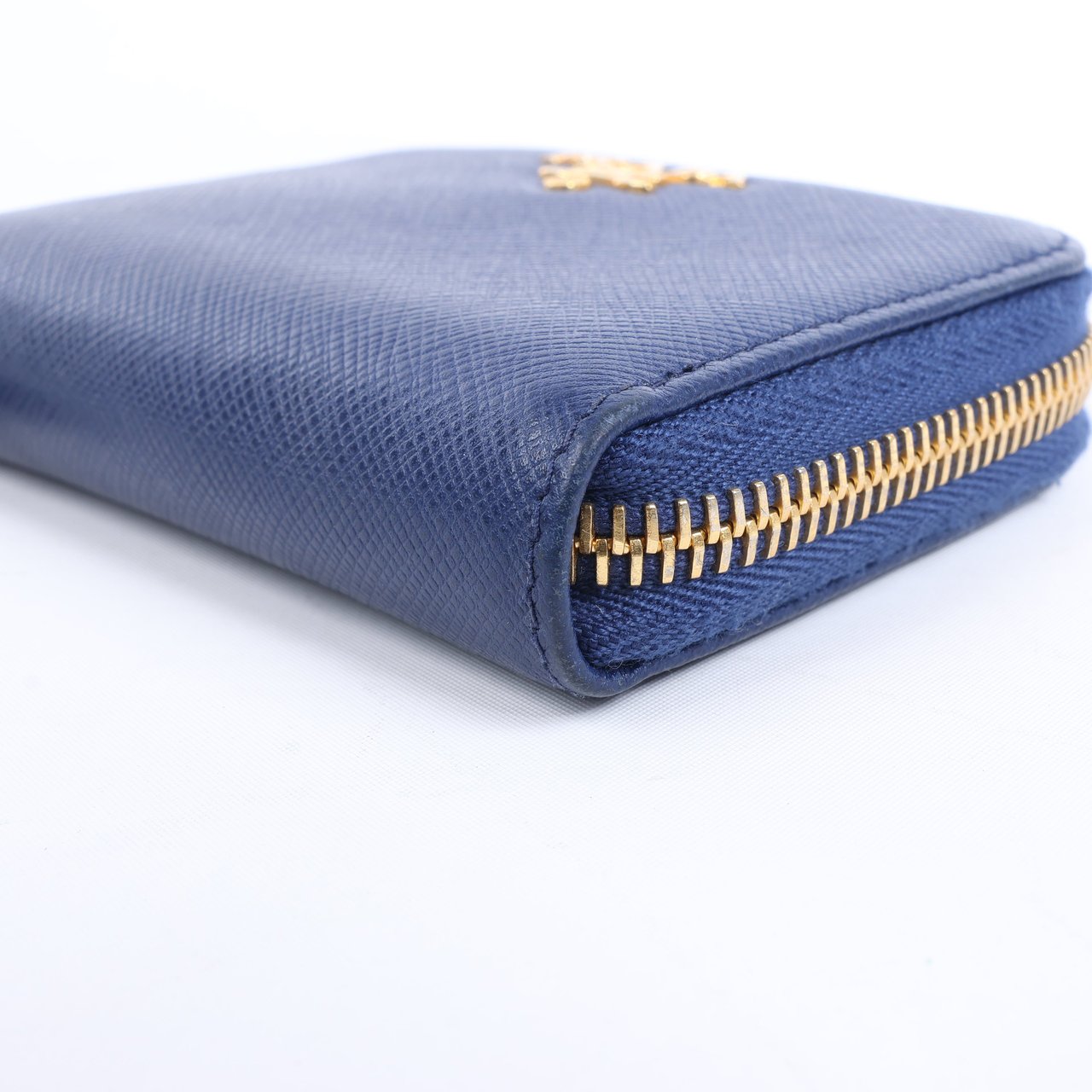 Prada Prada Saffiano Metal 1MM268 Leather Coin Wallet in Blue Blauw