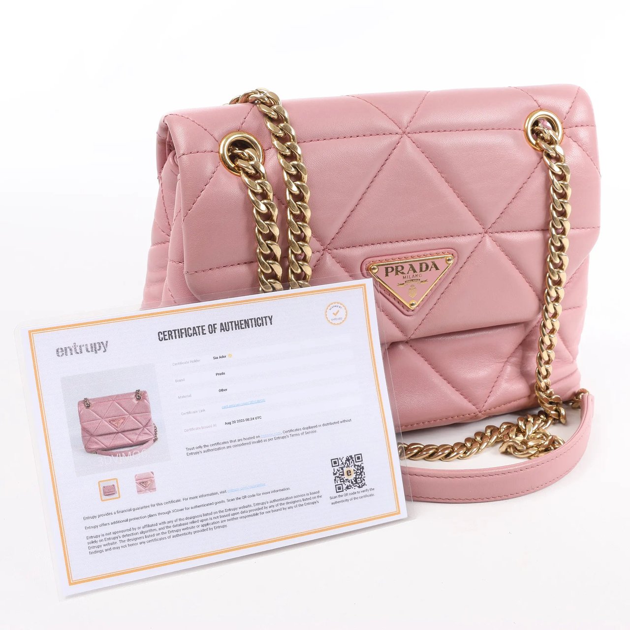 Prada Prada Spectrum Small Leather Chain Shoulder Bag in Pink Roze
