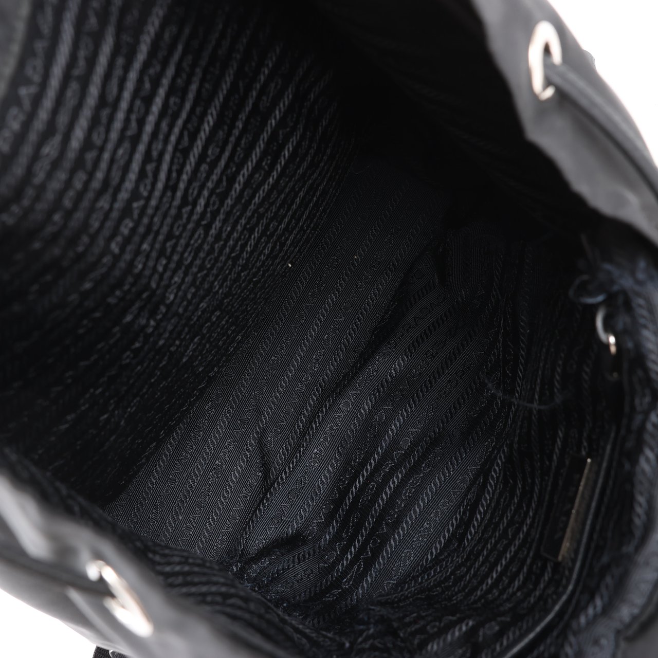 Prada Prada Tessuto Fabric x Leather Backpack in Black Zwart