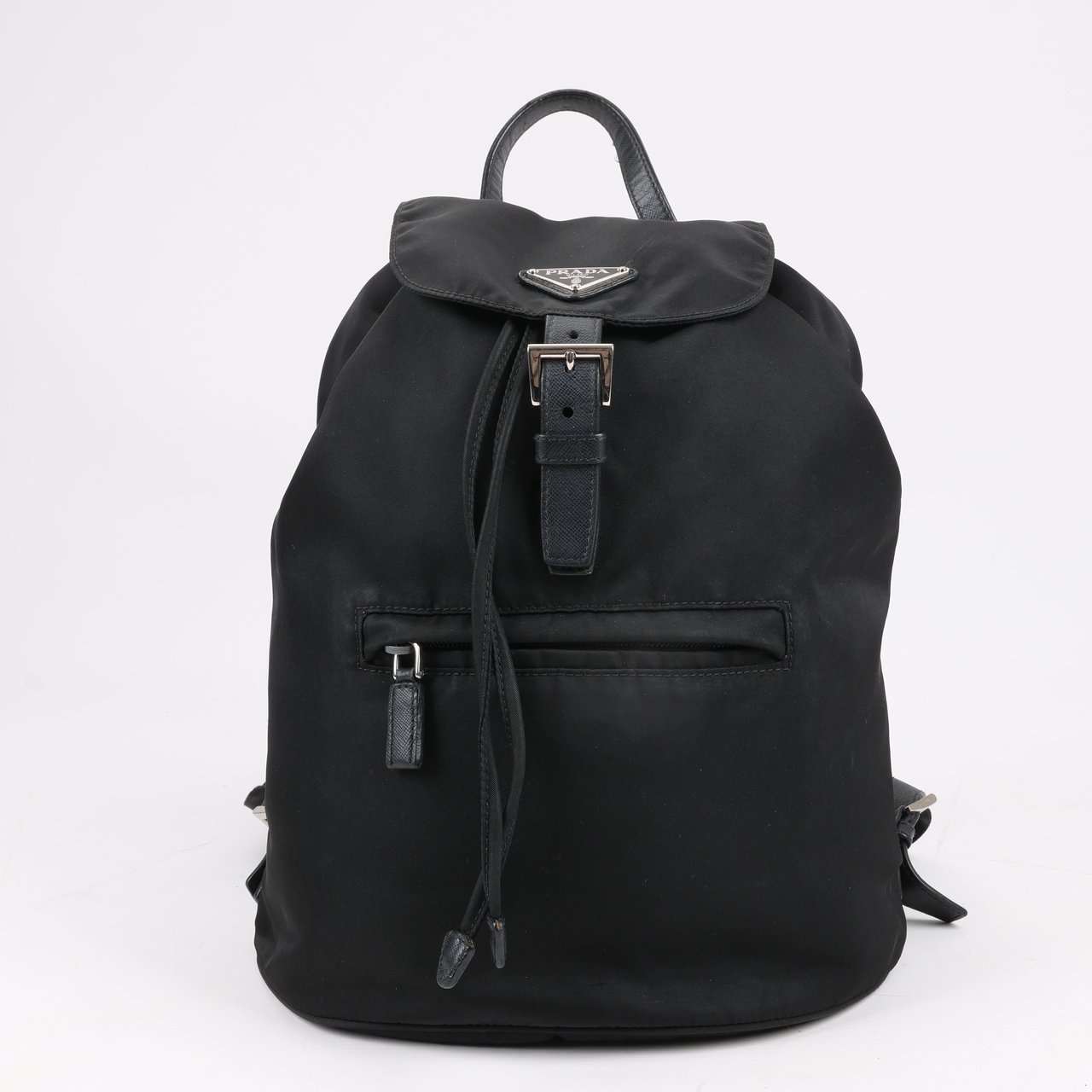 Prada Prada Tessuto Fabric x Leather Backpack in Black Zwart