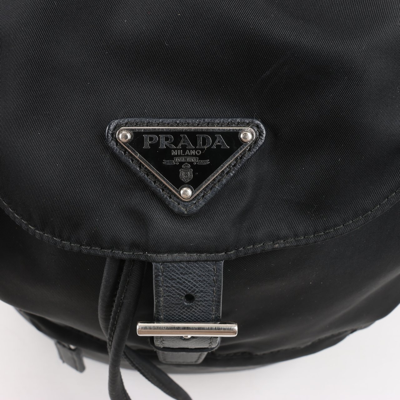 Prada Prada Tessuto Fabric x Leather Backpack in Black Zwart