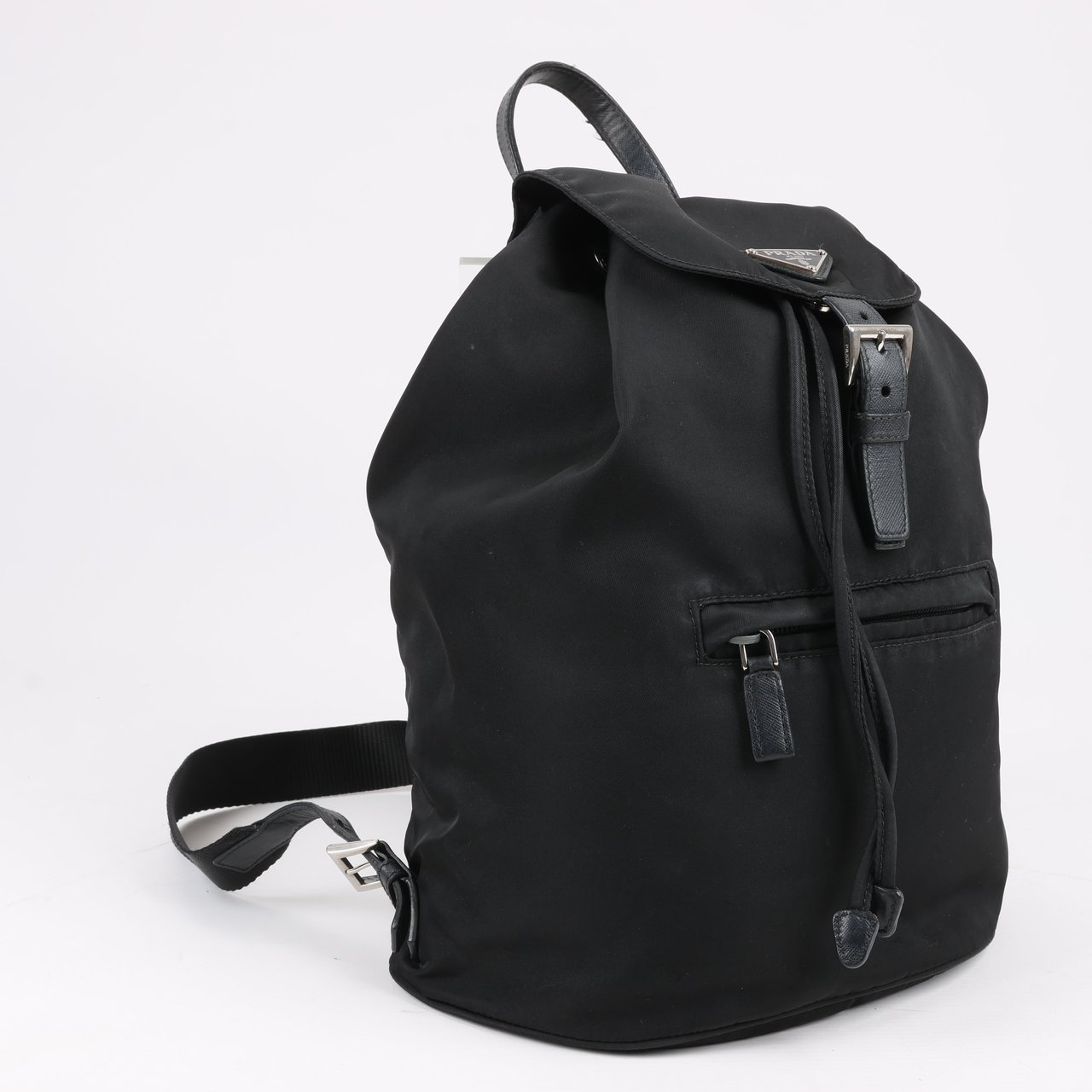 Prada Prada Tessuto Fabric x Leather Backpack in Black Zwart