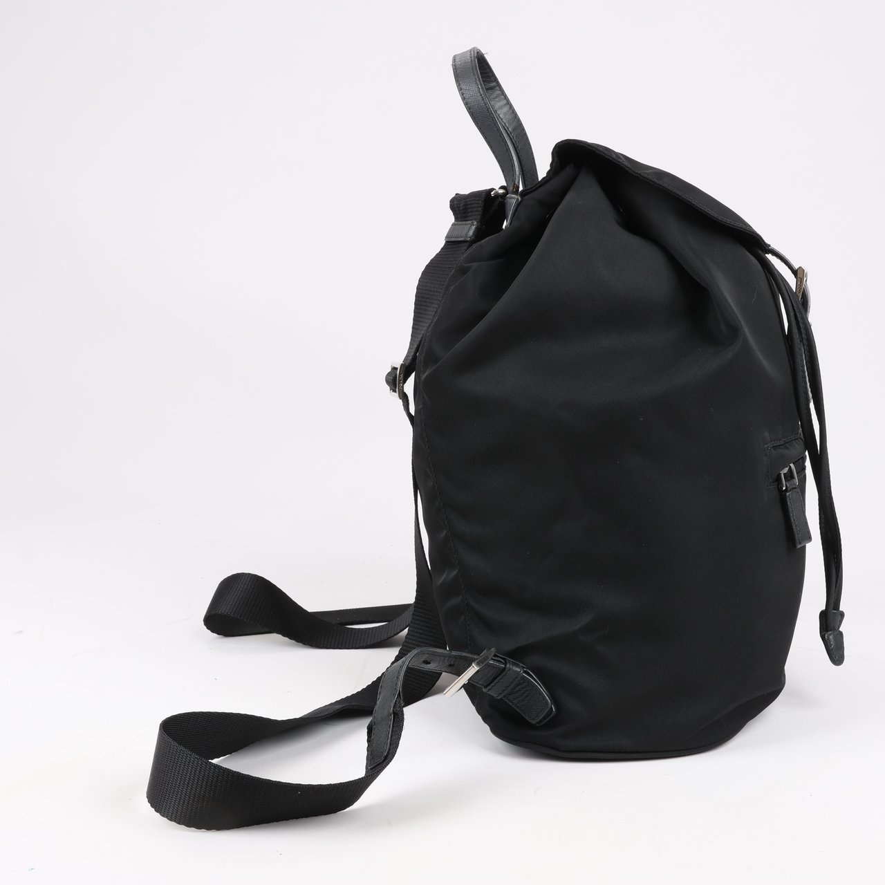 Prada Prada Tessuto Fabric x Leather Backpack in Black Zwart
