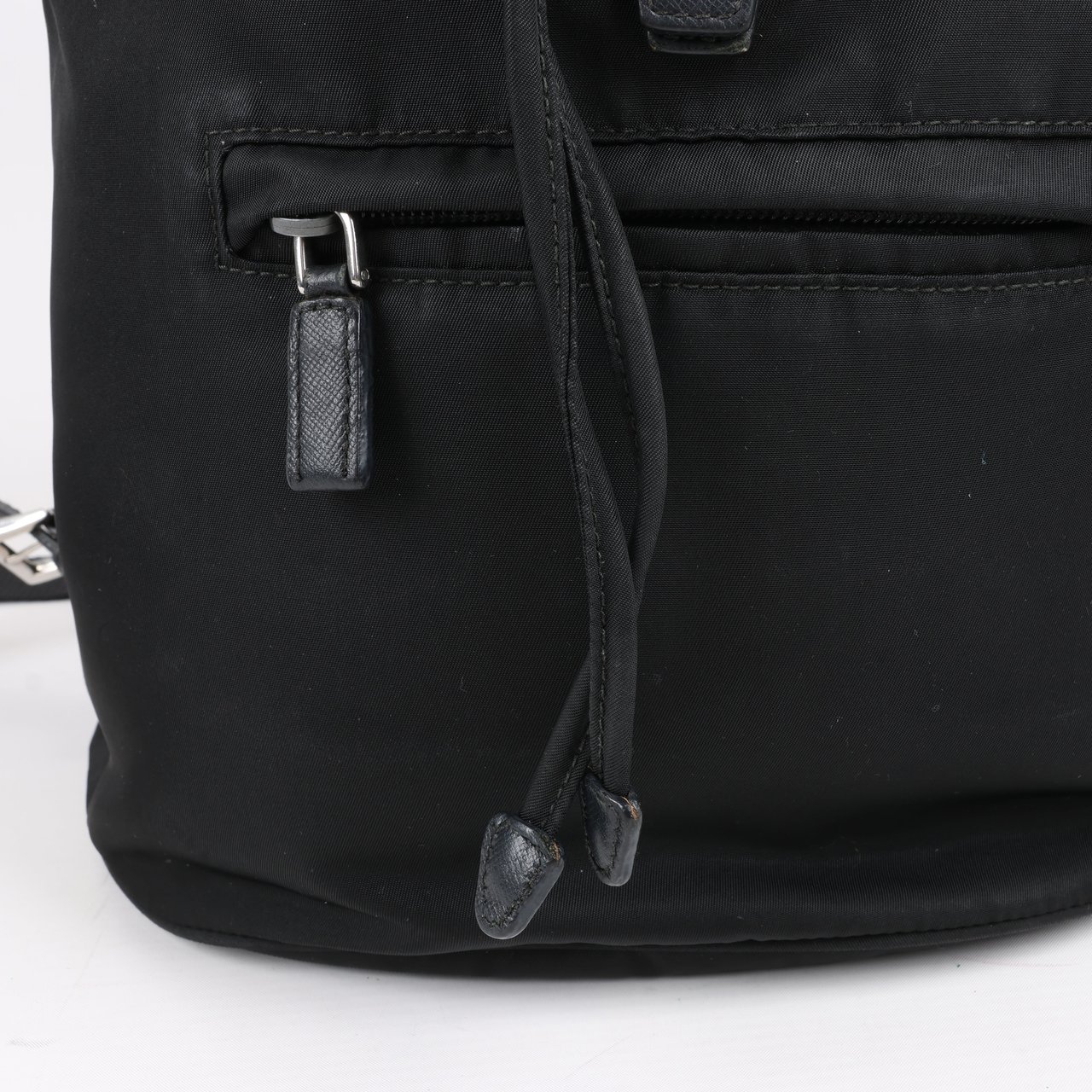 Prada Prada Tessuto Fabric x Leather Backpack in Black Zwart