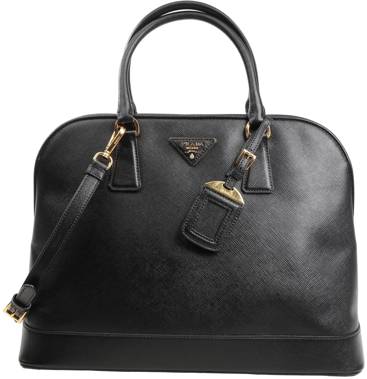 Prada Prada Promenade Saffiano Lux Leather 2Way Handbag in Black Zwart