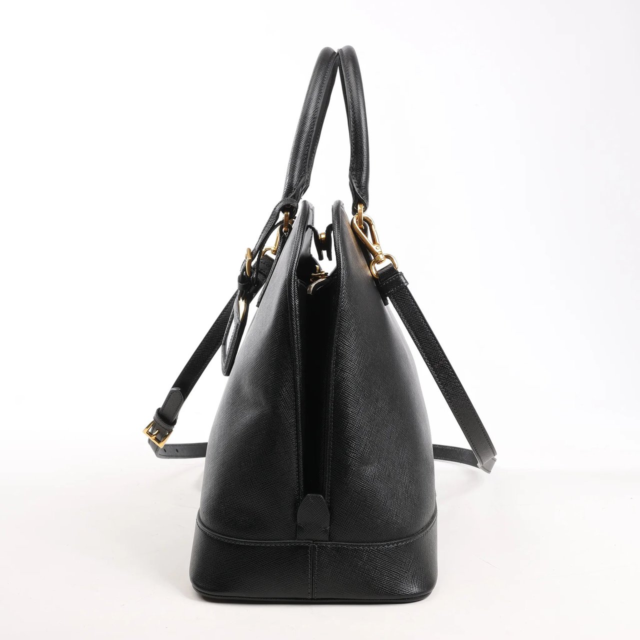 Prada Prada Promenade Saffiano Lux Leather 2Way Handbag in Black Zwart
