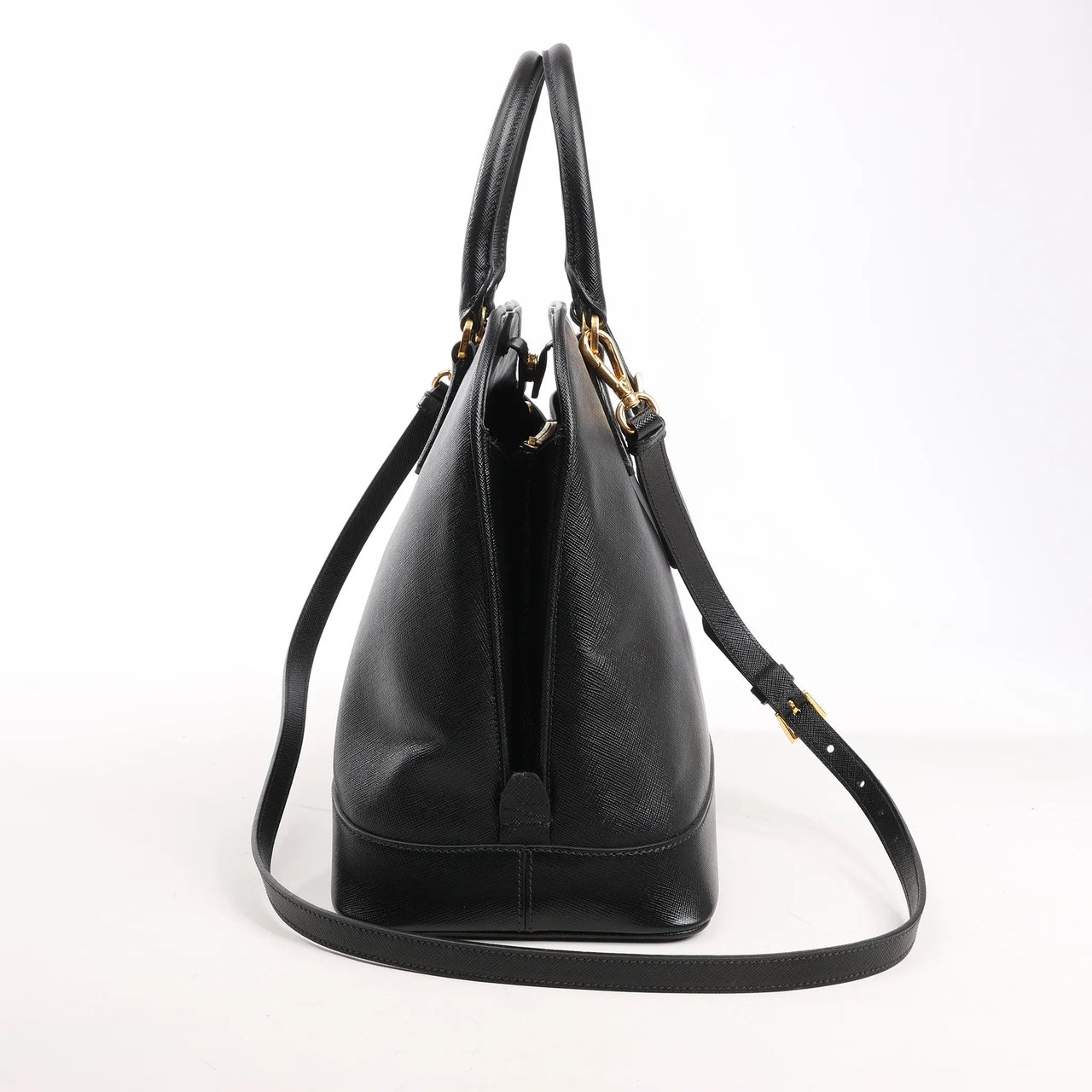 Prada Prada Promenade Saffiano Lux Leather 2Way Handbag in Black Zwart