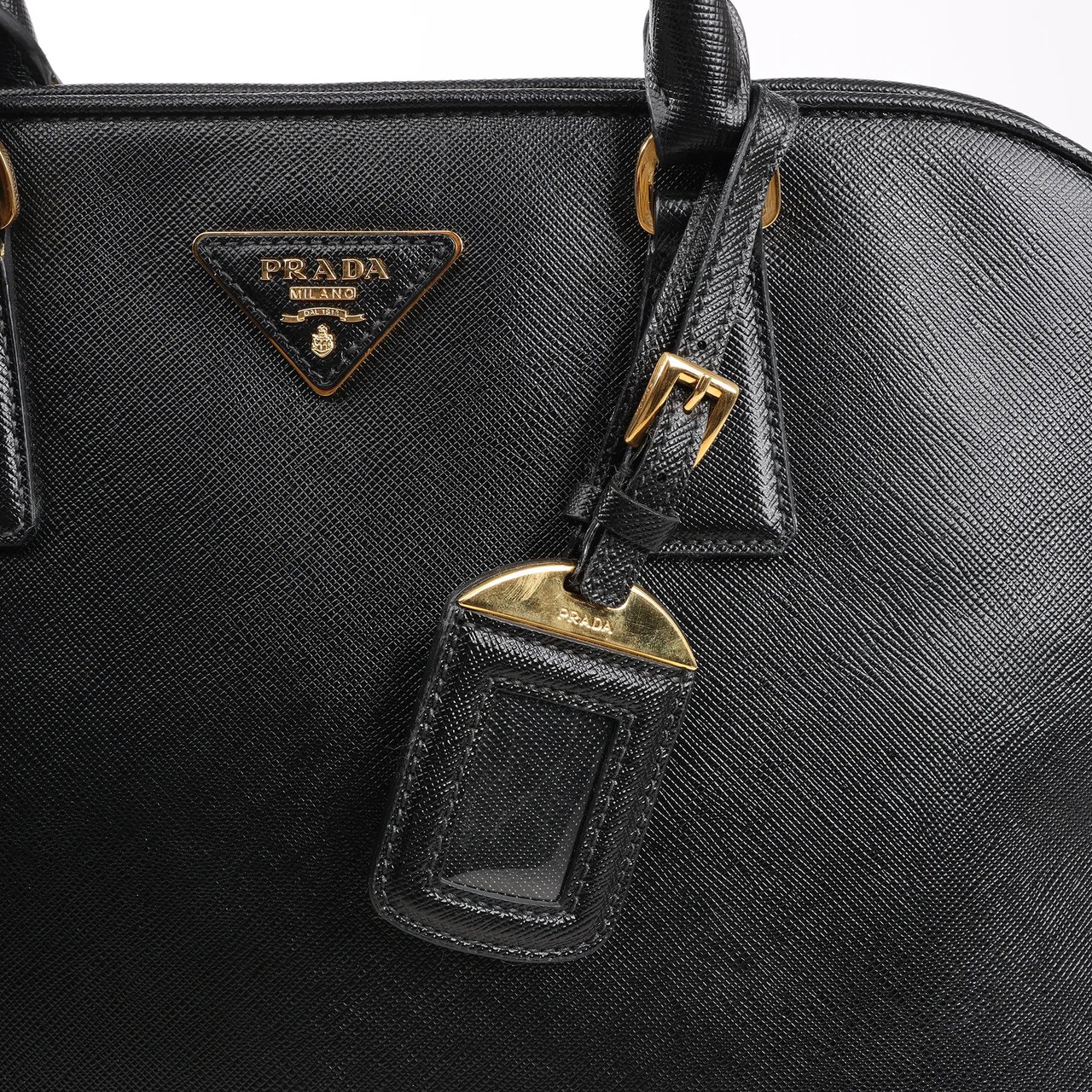 Prada Prada Promenade Saffiano Lux Leather 2Way Handbag in Black Zwart