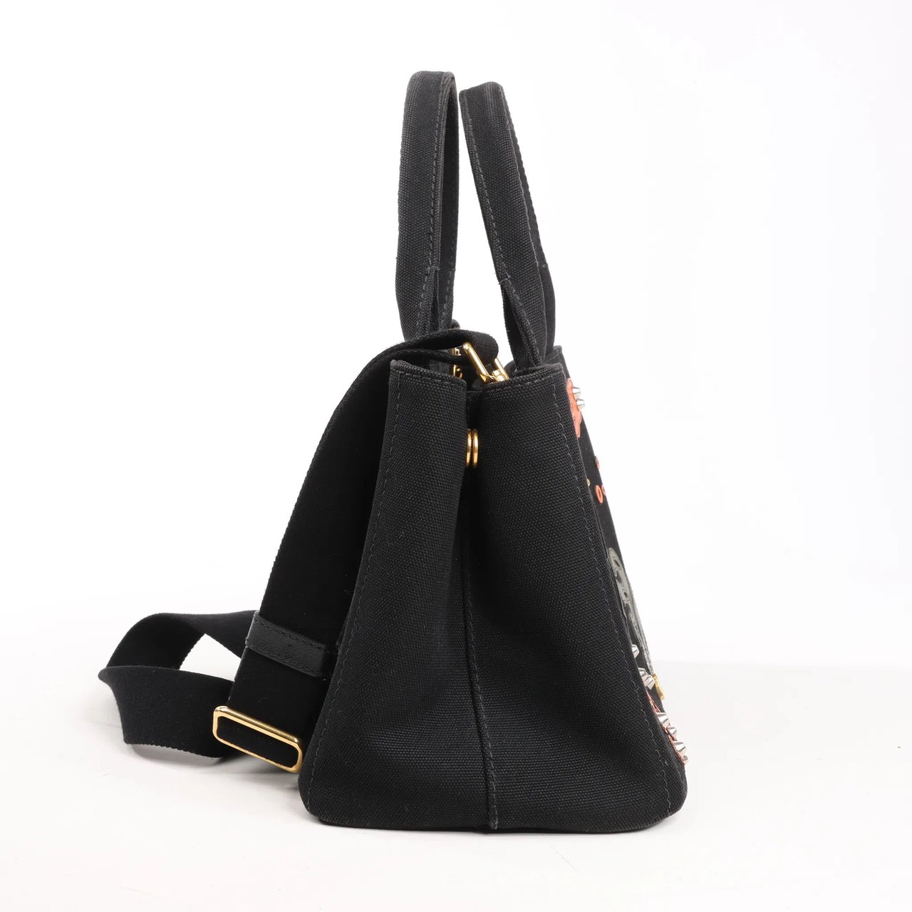 Prada Prada Canapa Hawaii 2Way Handbag in Black x Orange Divers