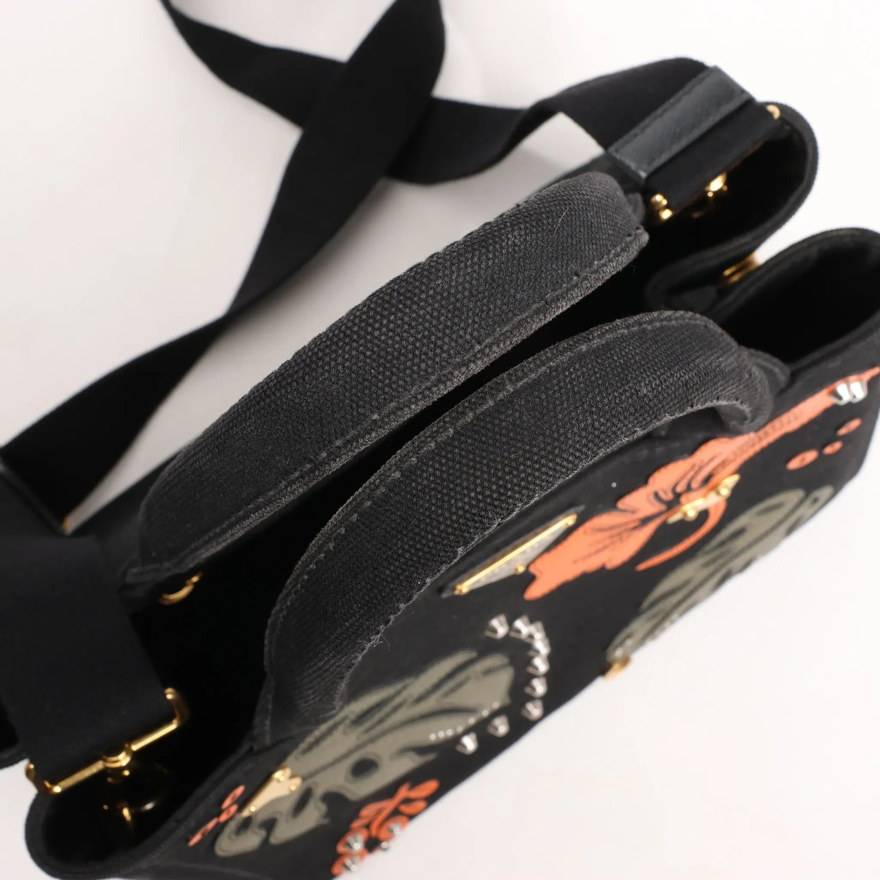 Prada Prada Canapa Hawaii 2Way Handbag in Black x Orange Divers