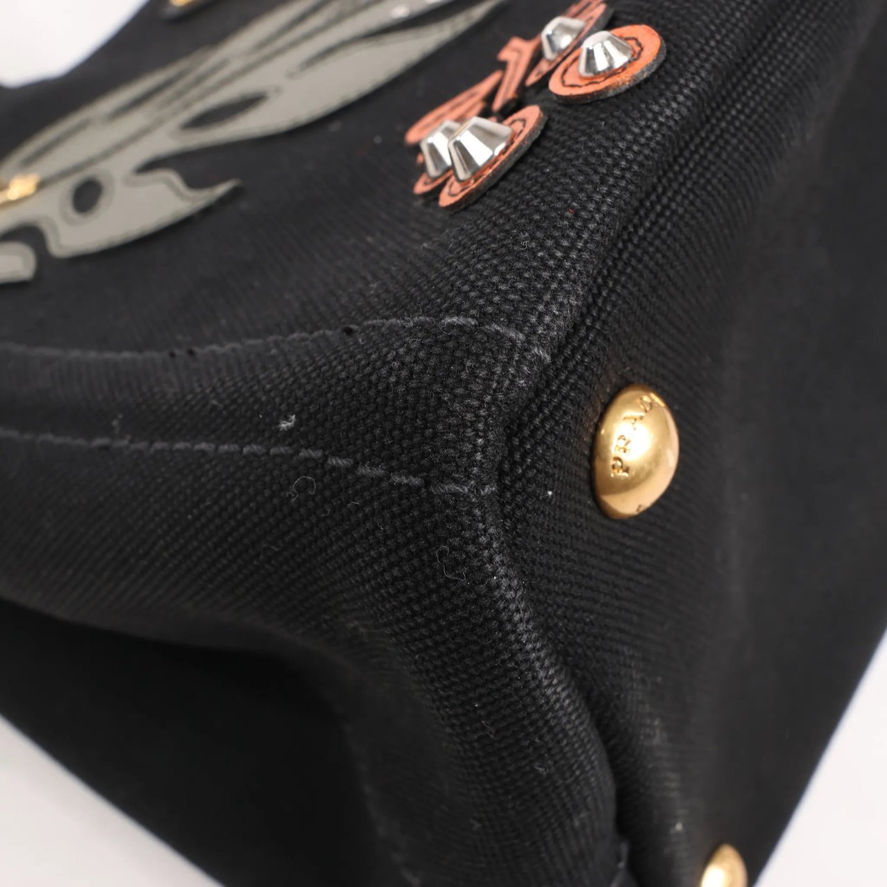 Prada Prada Canapa Hawaii 2Way Handbag in Black x Orange Divers