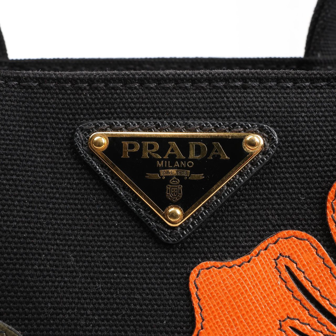 Prada Prada Canapa Hawaii 2Way Handbag in Black x Orange Divers