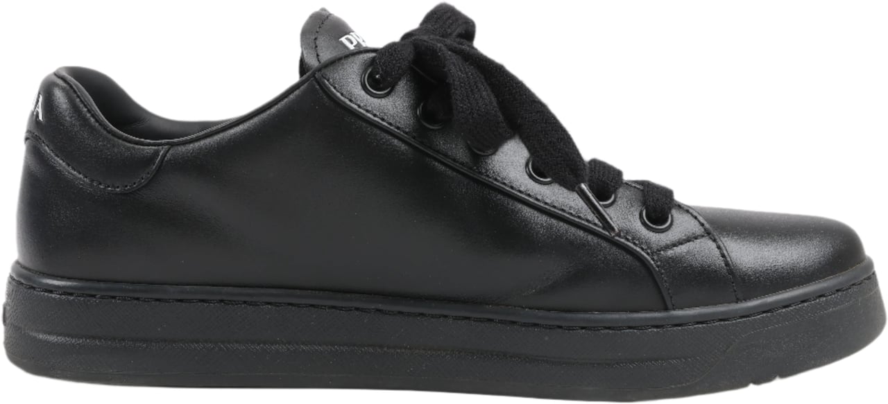 Prada PRADA Logo Leather Sneakers in Black × White 1E282N, Size 37.5 EU Zwart