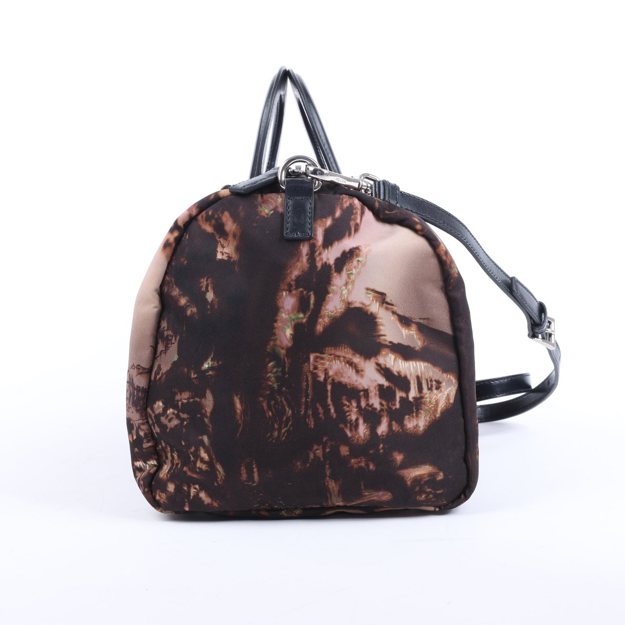 Prada Prada Tessuto Stampato Nylon & Leather 2Way Handag in Black x Purple BL0922 Divers