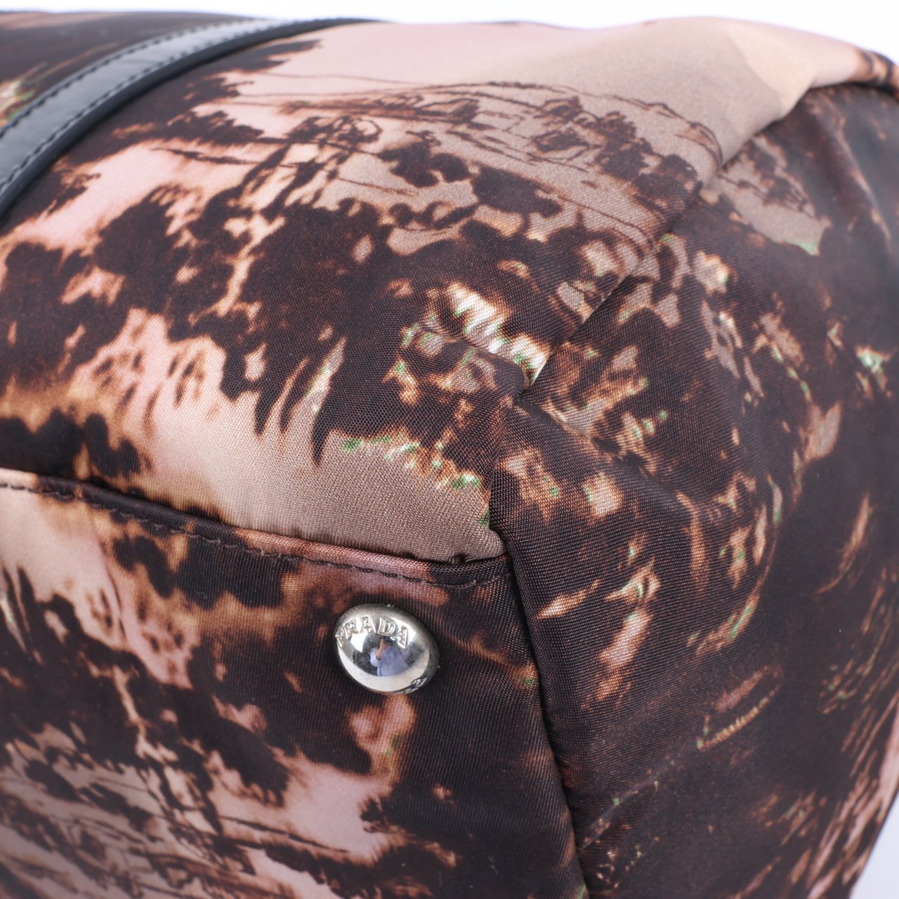 Prada Prada Tessuto Stampato Nylon & Leather 2Way Handag in Black x Purple BL0922 Divers