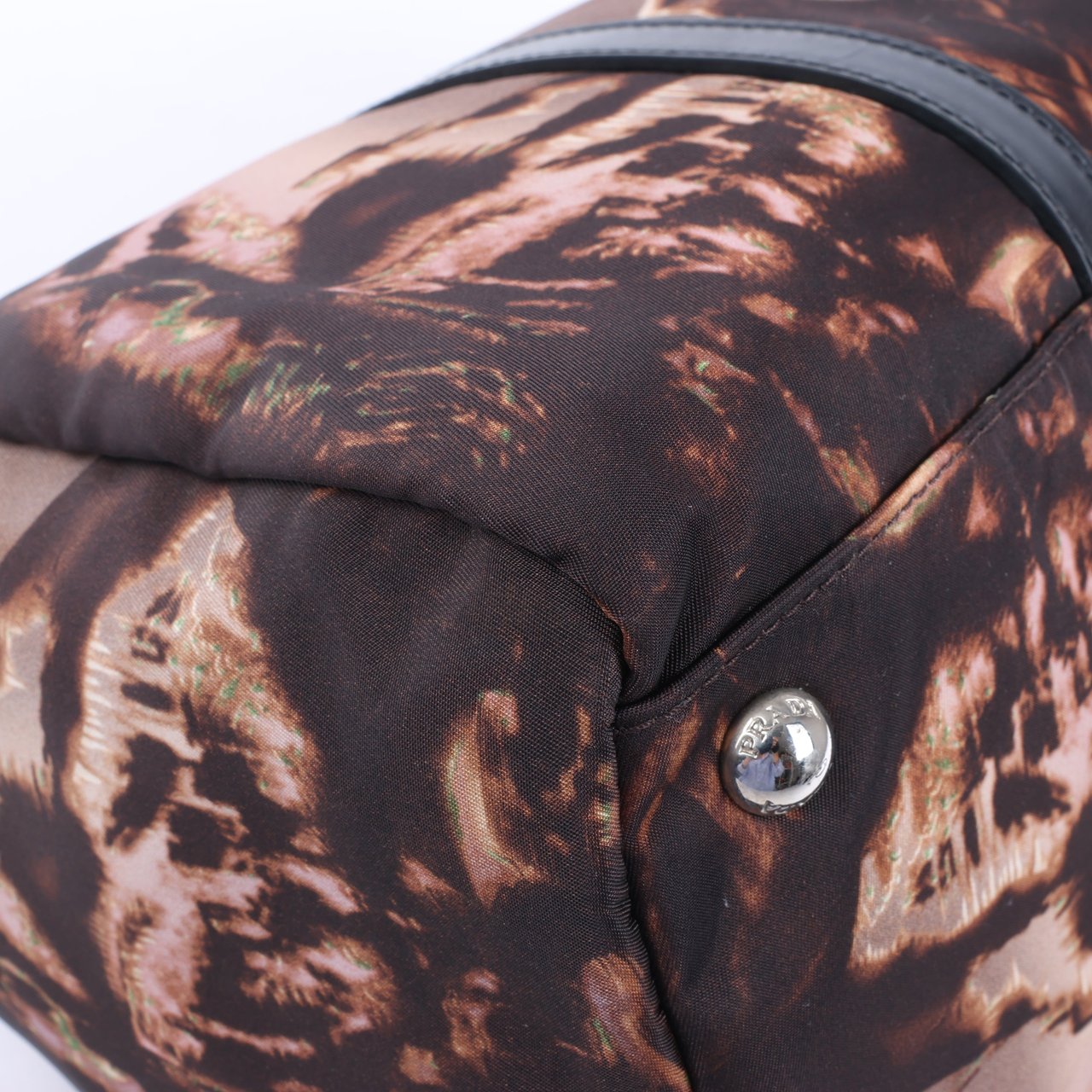 Prada Prada Tessuto Stampato Nylon & Leather 2Way Handag in Black x Purple BL0922 Divers