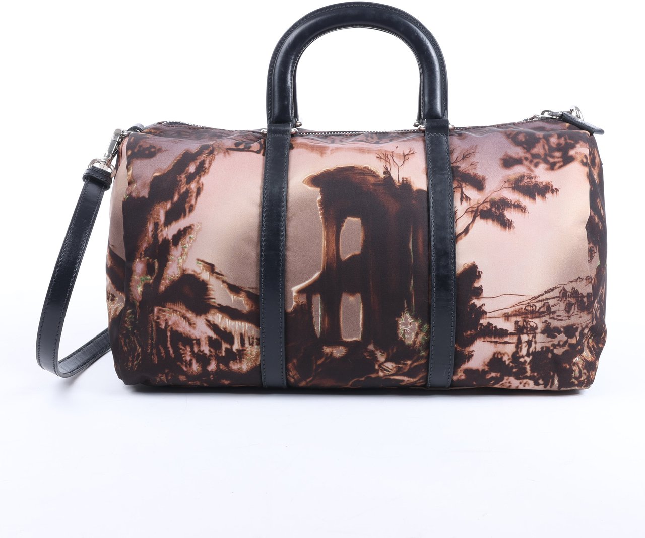 Prada Prada Tessuto Stampato Nylon & Leather 2Way Handag in Black x Purple BL0922 Divers