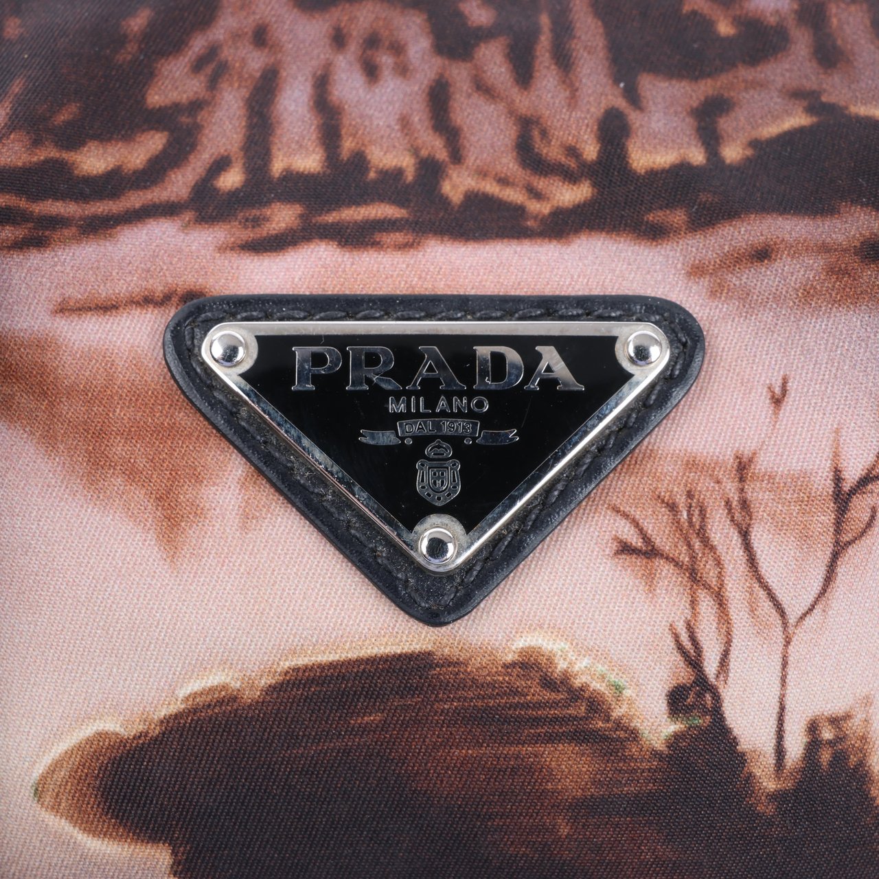 Prada Prada Tessuto Stampato Nylon & Leather 2Way Handag in Black x Purple BL0922 Divers