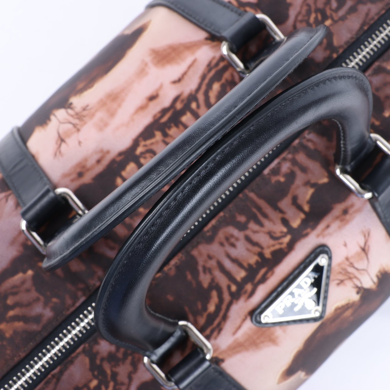 Prada Prada Tessuto Stampato Nylon & Leather 2Way Handag in Black x Purple BL0922 Divers