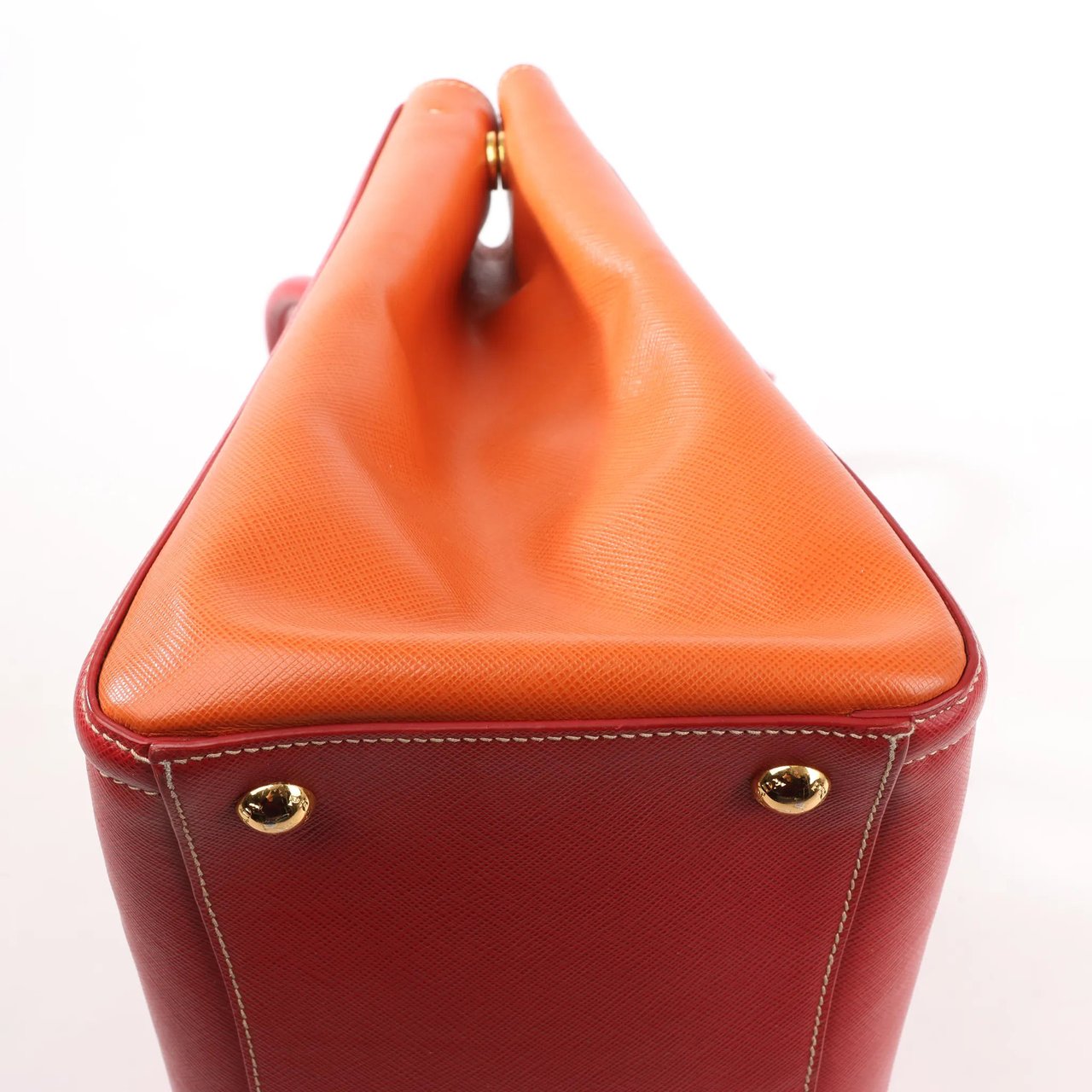 Prada Prada Galleria Saffiano Lux Leather 2Way Handbag in Red x Orange Oranje