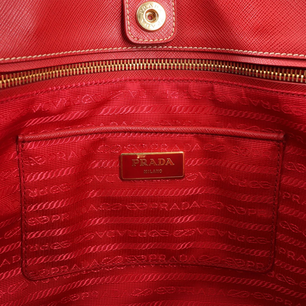 Prada Prada Galleria Saffiano Lux Leather 2Way Handbag in Red x Orange Oranje
