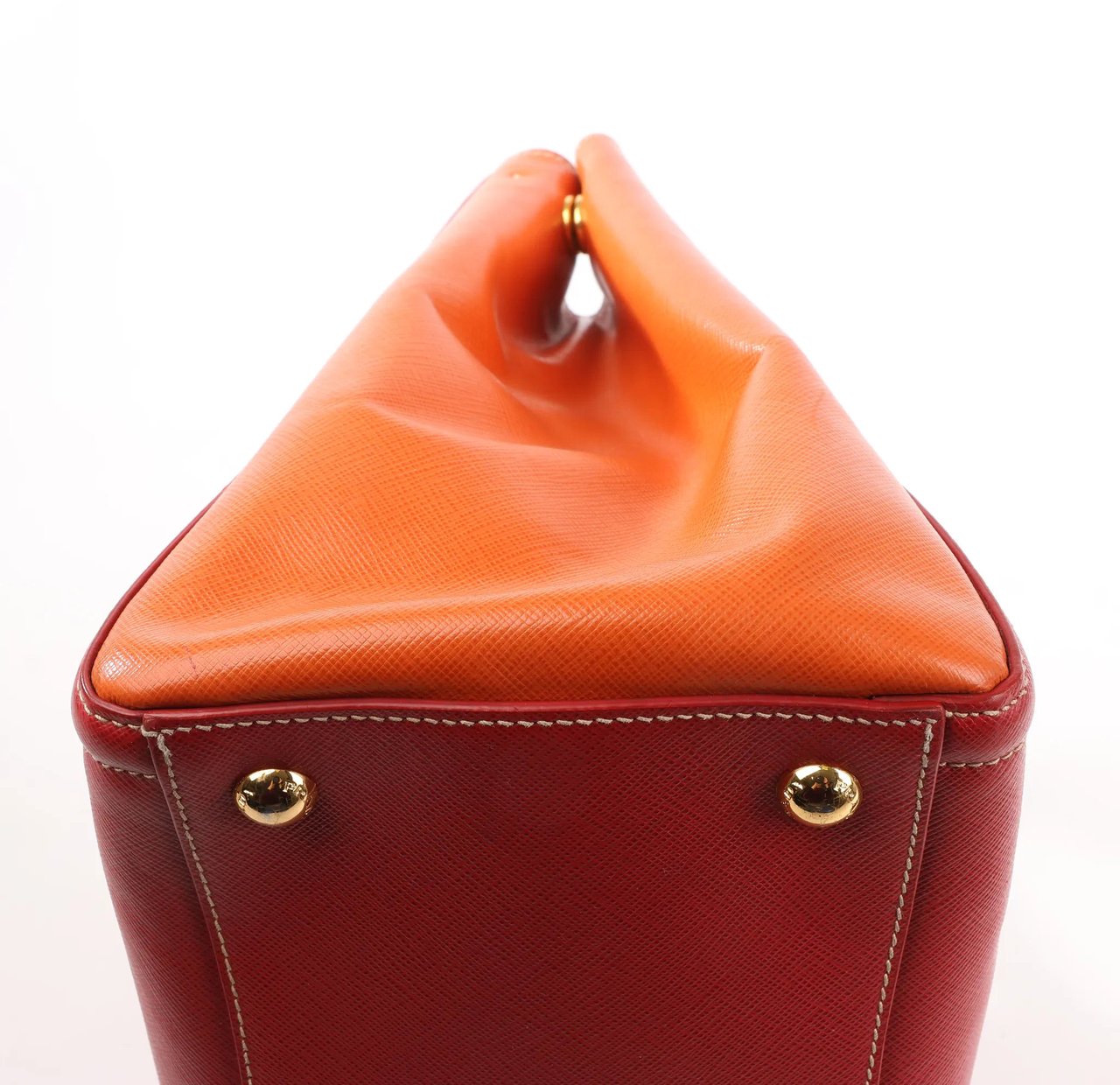Prada Prada Galleria Saffiano Lux Leather 2Way Handbag in Red x Orange Oranje