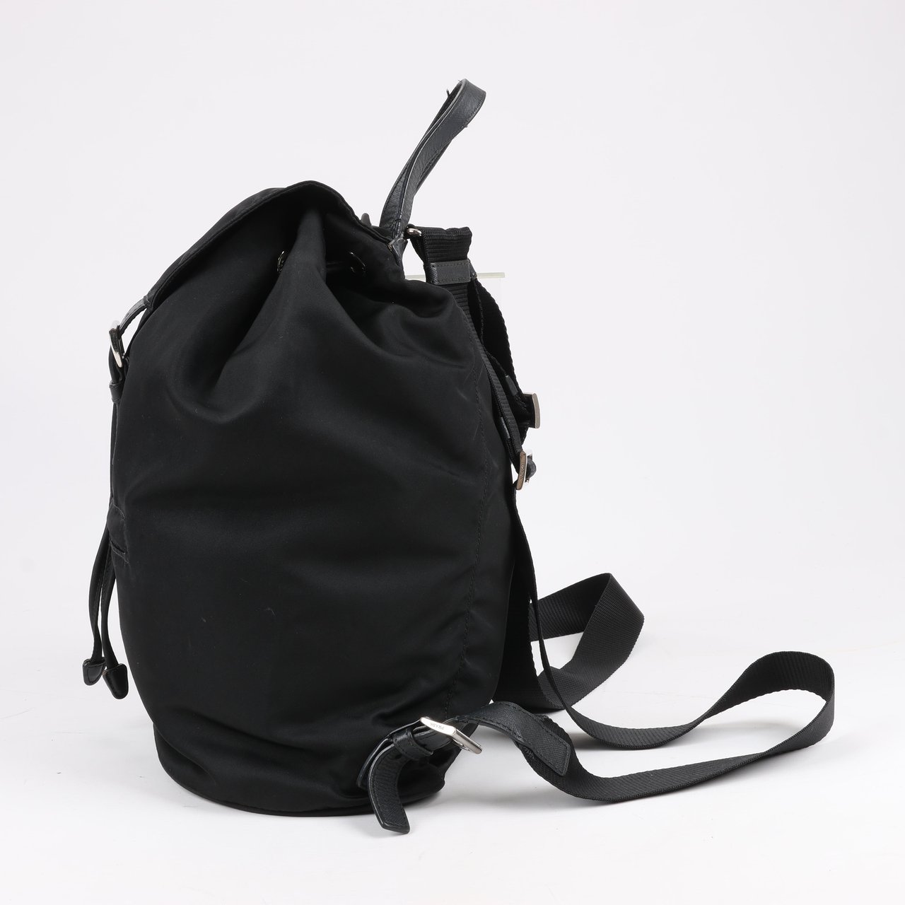 Prada Prada Tessuto Fabric x Leather Backpack in Black Zwart