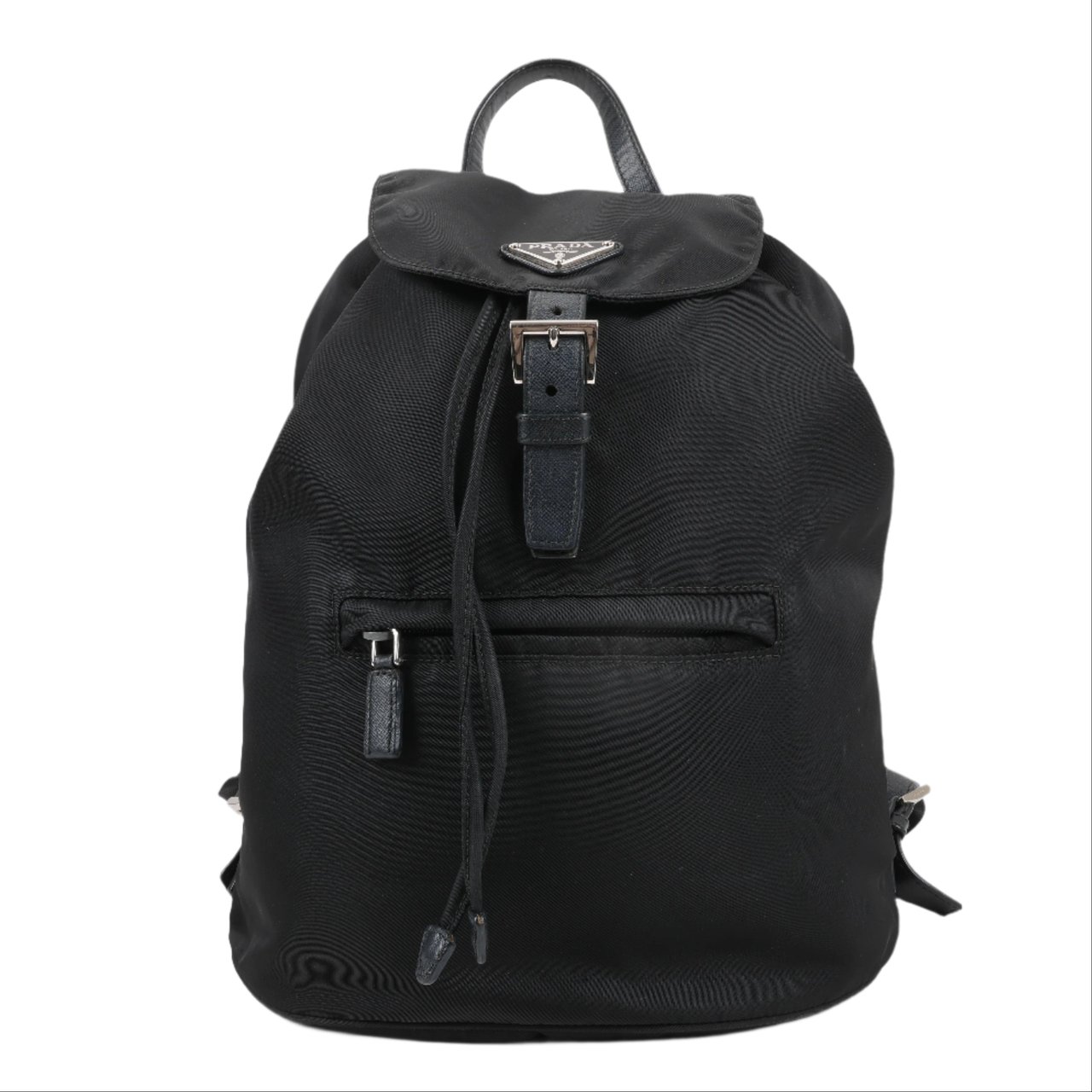 Prada Prada Tessuto Fabric x Leather Backpack in Black Zwart