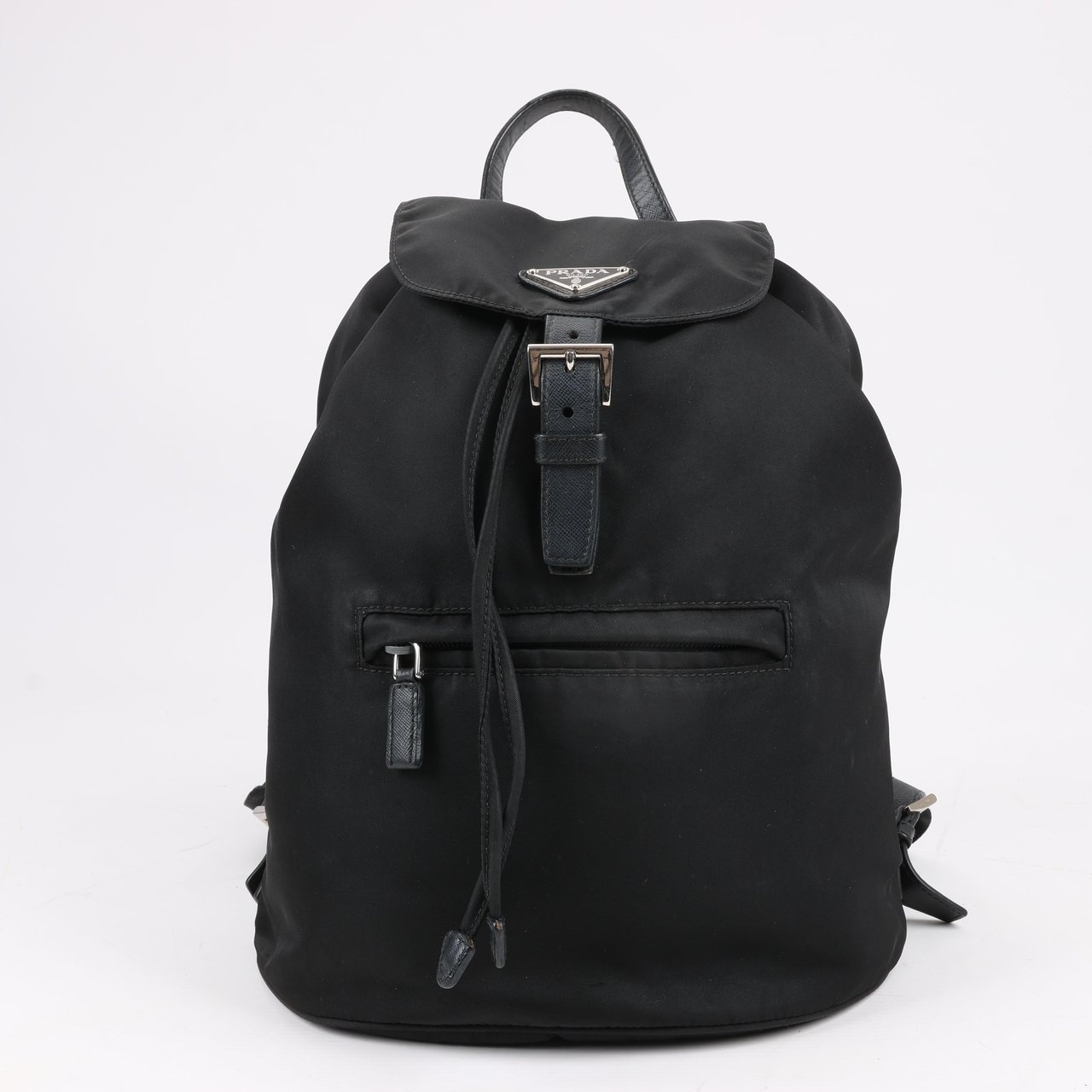 Prada Prada Tessuto Fabric x Leather Backpack in Black Zwart