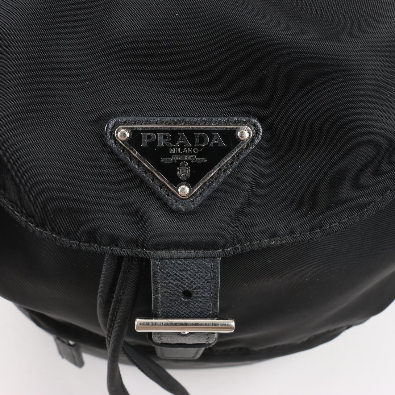 Prada Prada Tessuto Fabric x Leather Backpack in Black Zwart