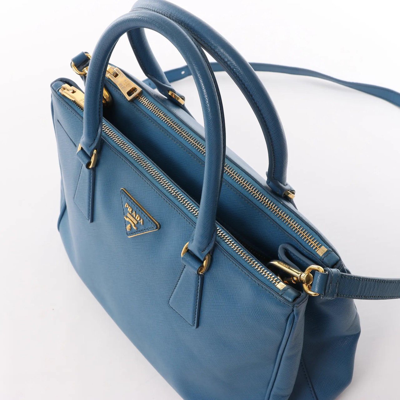 Prada Prada Galleria Saffiano Lux Leather 2Way Handbag in Blue Blauw