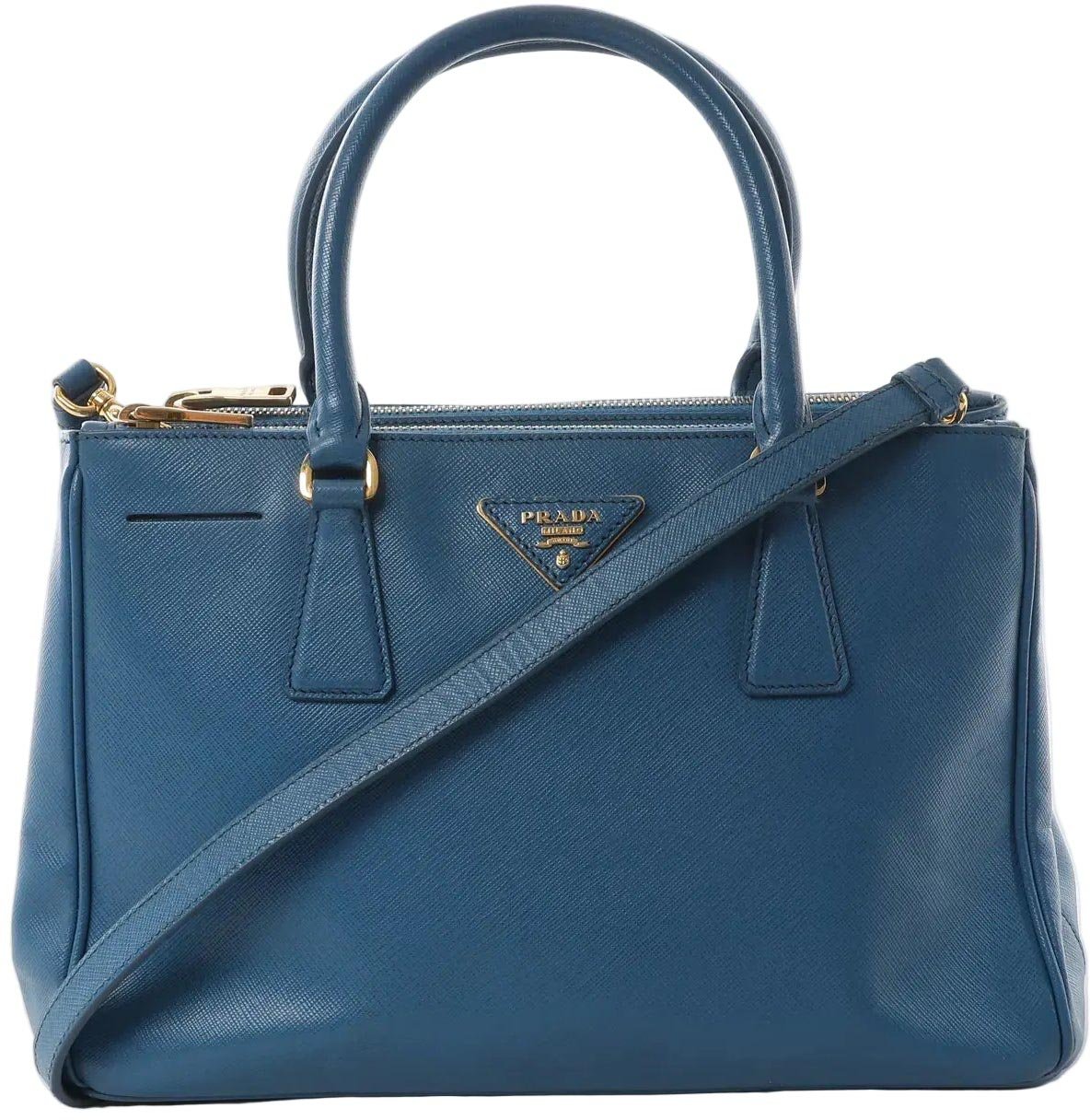 Prada Prada Galleria Saffiano Lux Leather 2Way Handbag in Blue Blauw