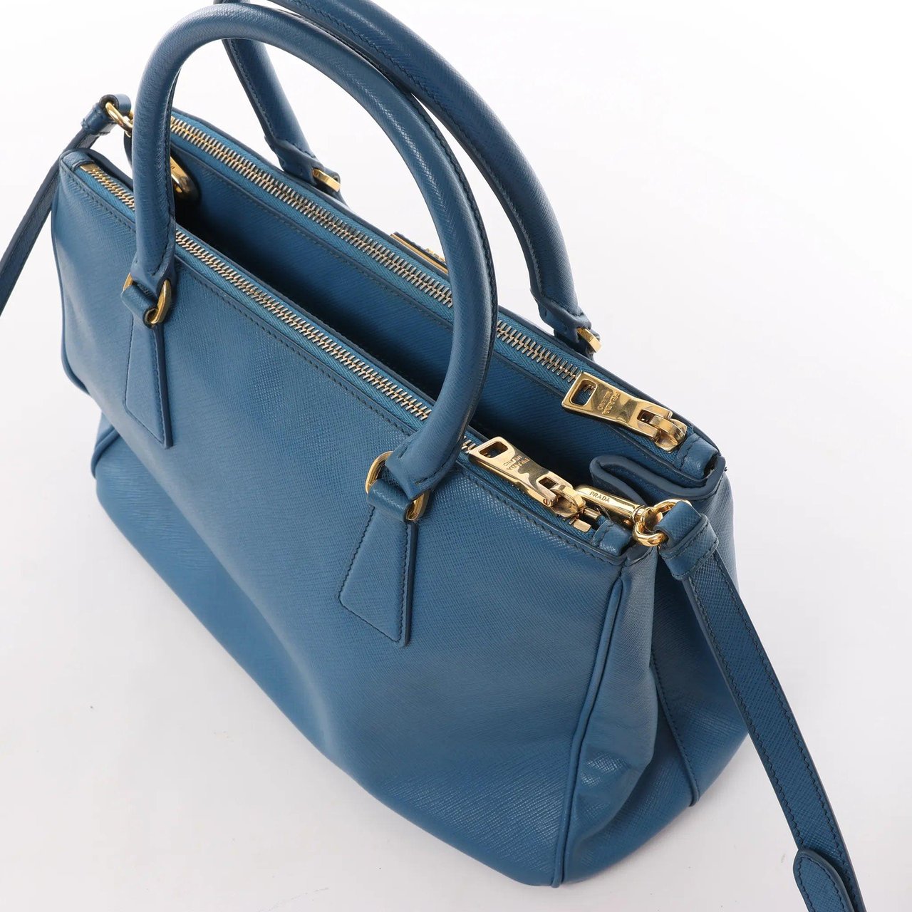 Prada Prada Galleria Saffiano Lux Leather 2Way Handbag in Blue Blauw