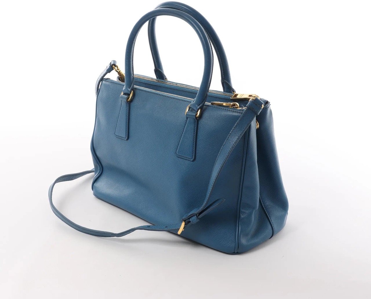 Prada Prada Galleria Saffiano Lux Leather 2Way Handbag in Blue Blauw