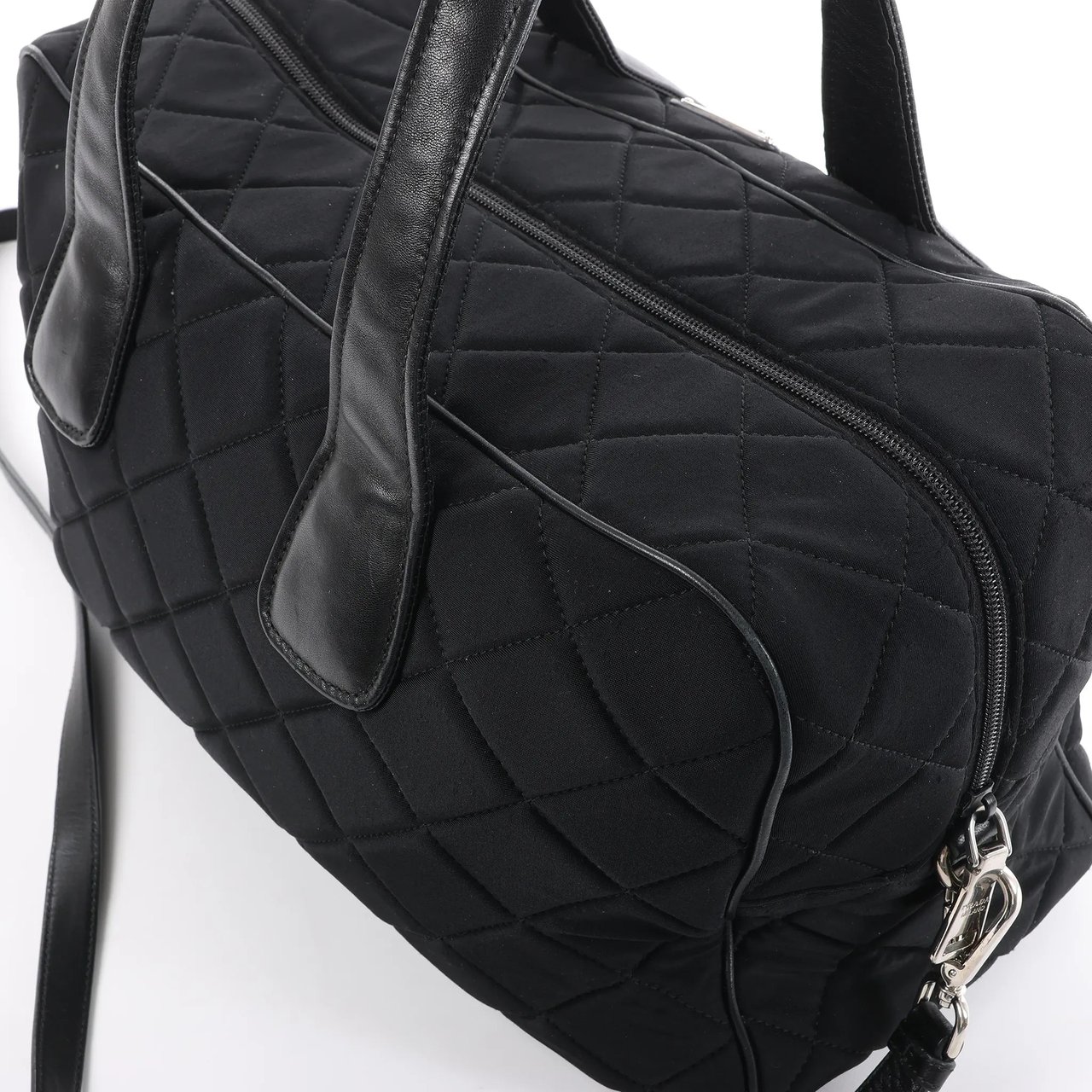 Prada Prada Tessuto Impuntu Nylon x Leather 2Way Handbag in Black BL0722 Zwart