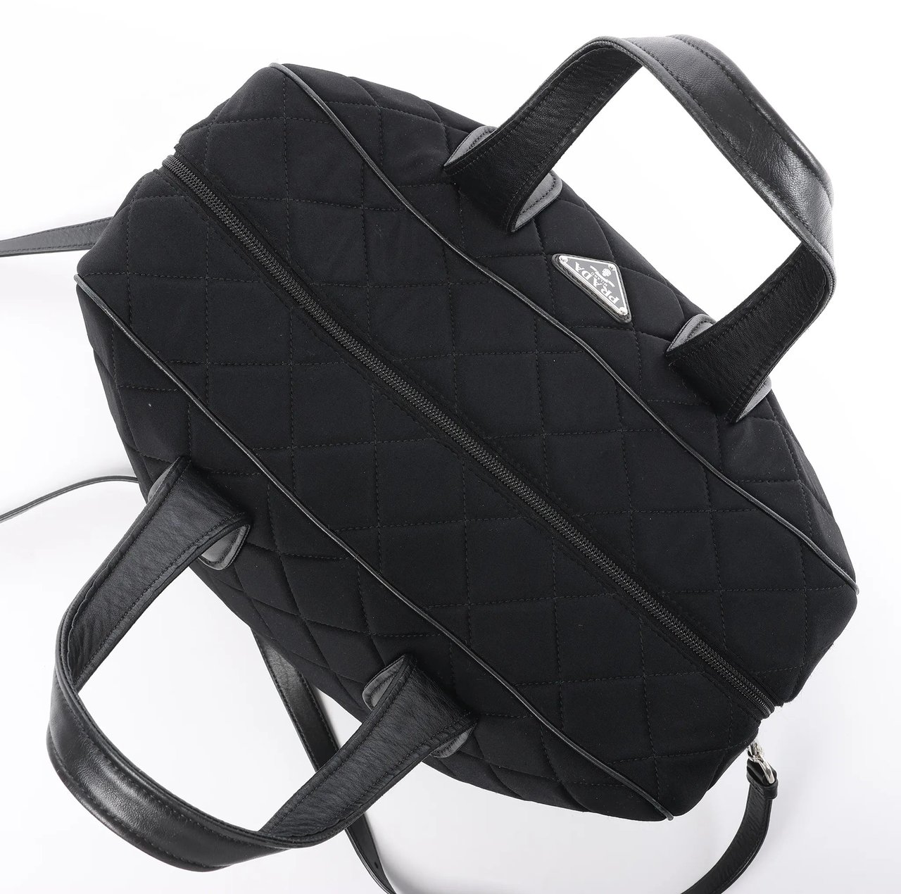 Prada Prada Tessuto Impuntu Nylon x Leather 2Way Handbag in Black BL0722 Zwart