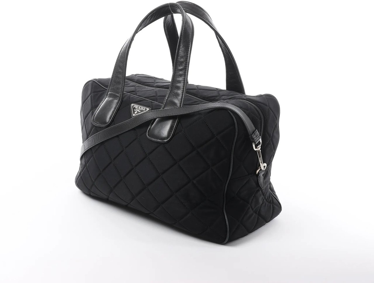 Prada Prada Tessuto Impuntu Nylon x Leather 2Way Handbag in Black BL0722 Zwart