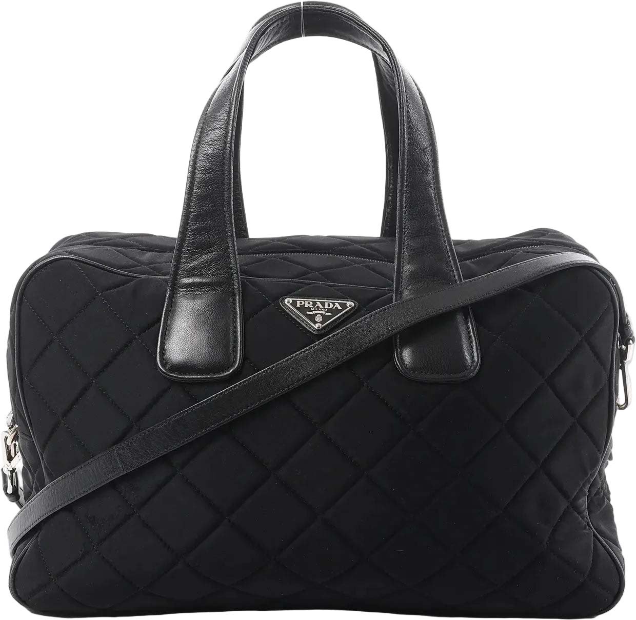 Prada Prada Tessuto Impuntu Nylon x Leather 2Way Handbag in Black BL0722 Zwart