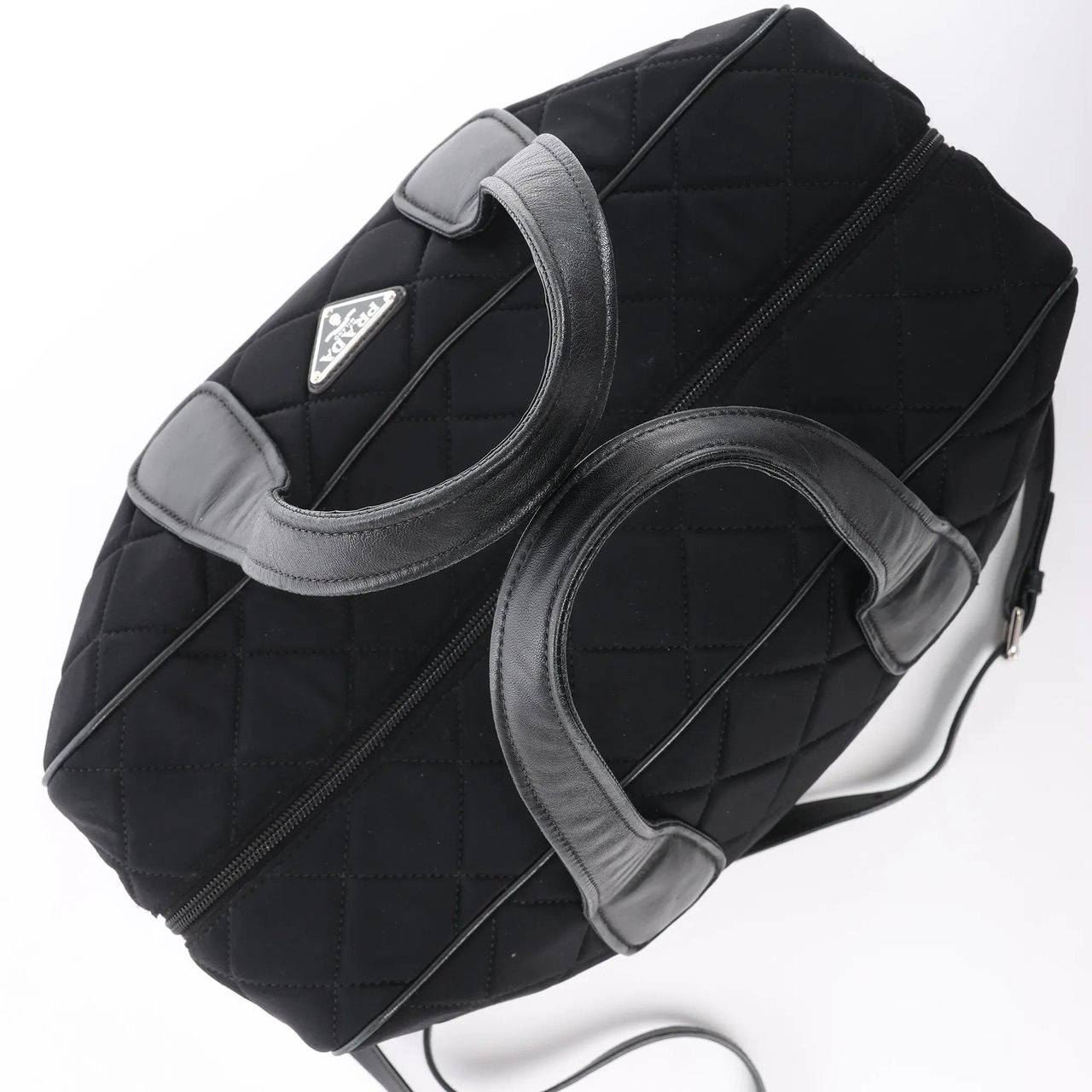 Prada Prada Tessuto Impuntu Nylon x Leather 2Way Handbag in Black BL0722 Zwart
