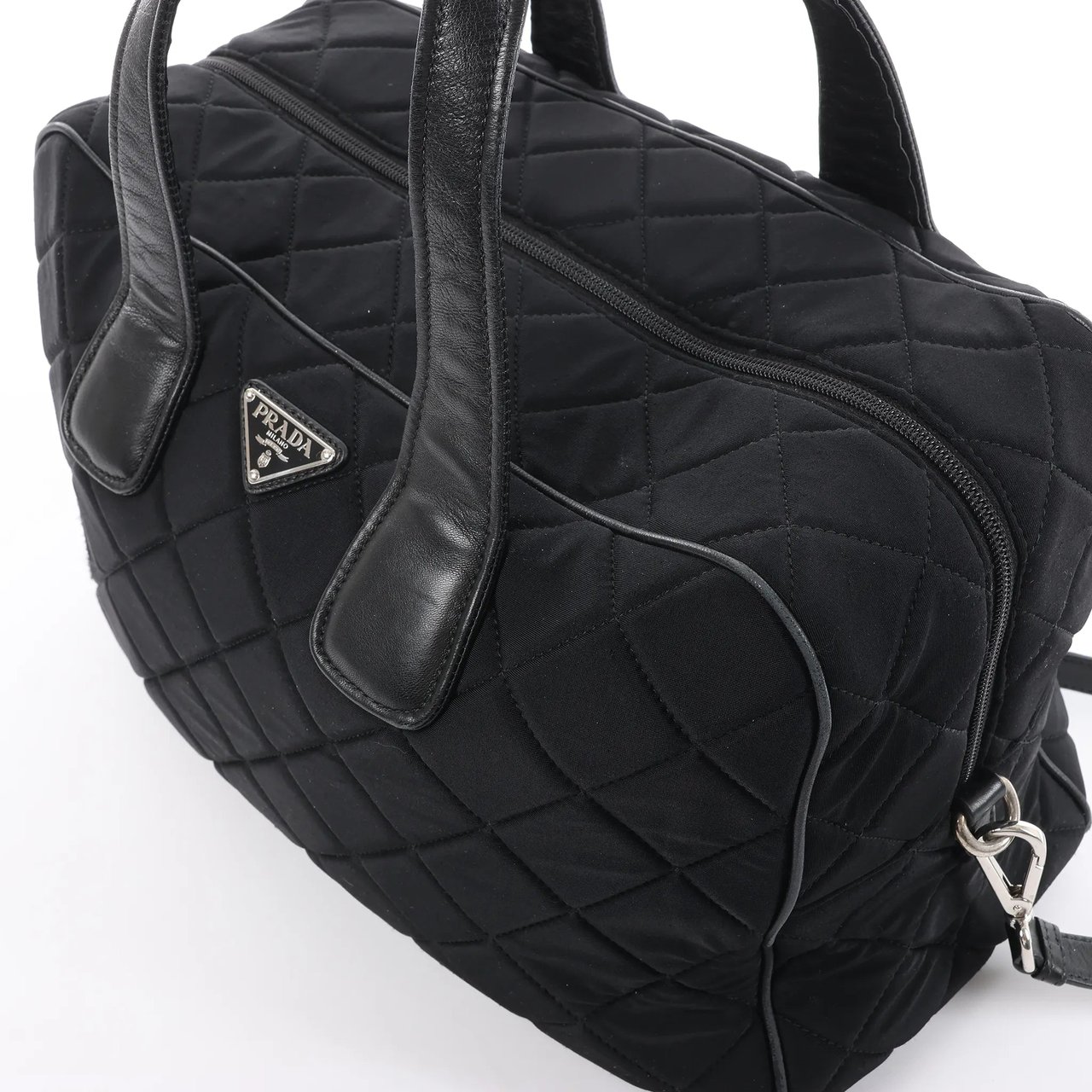 Prada Prada Tessuto Impuntu Nylon x Leather 2Way Handbag in Black BL0722 Zwart