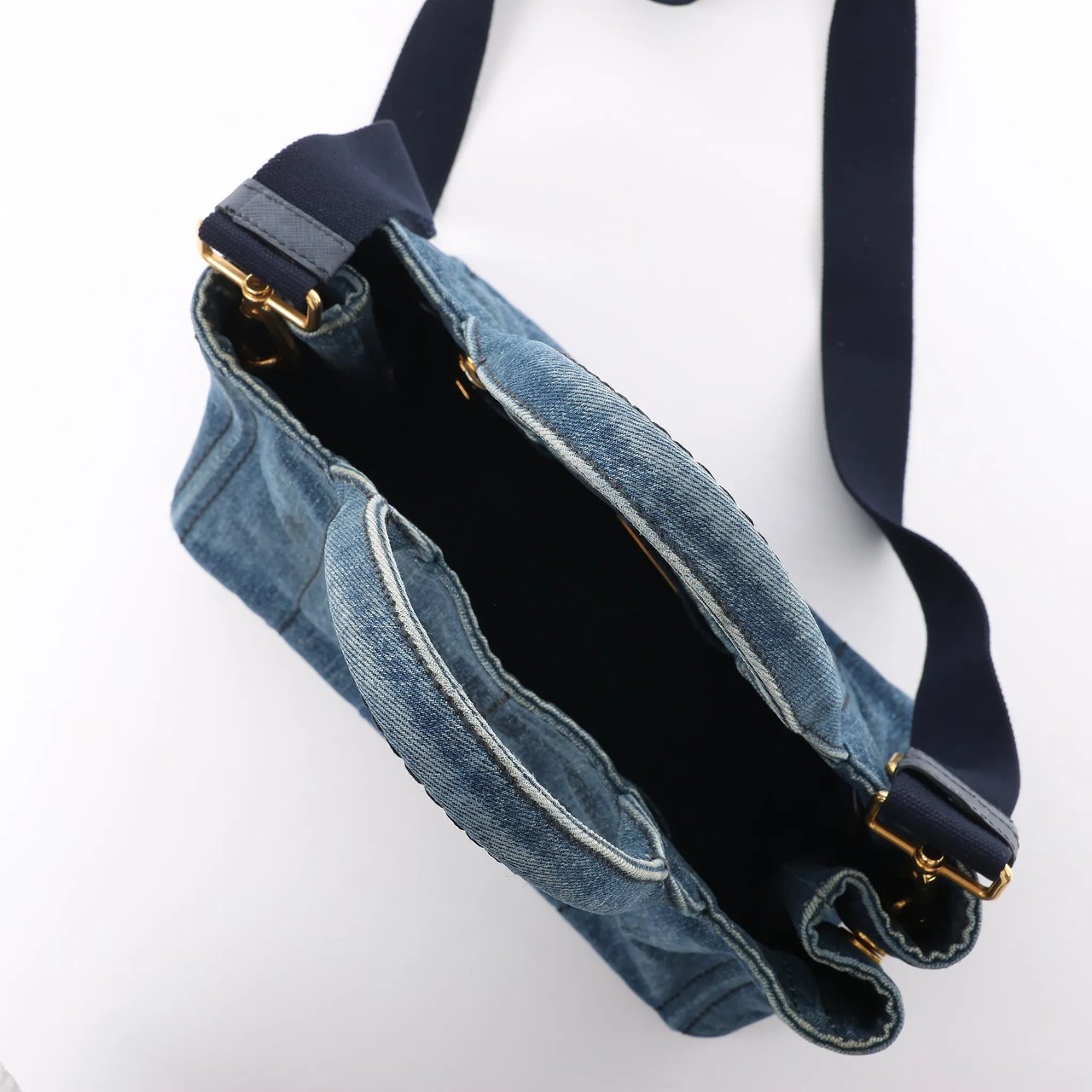 Prada Prada Canapa Denim 2Way Handbag in Blue Blauw