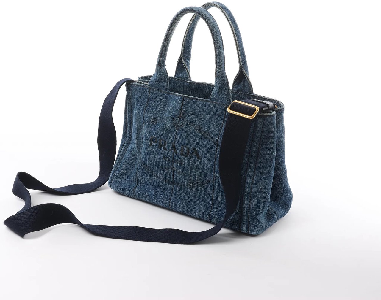 Prada Prada Canapa Denim 2Way Handbag in Blue Blauw