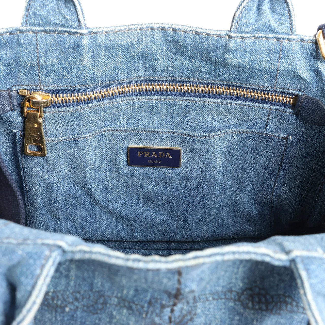 Prada Prada Canapa Denim 2Way Handbag in Blue Blauw