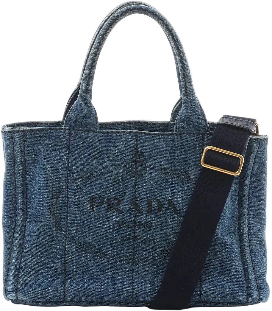 Prada Prada Canapa Denim 2Way Handbag in Blue Blauw